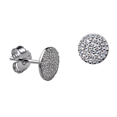 Silver, rounded CZ set studs