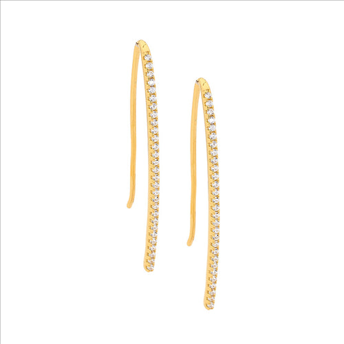 Silver CZ gold plated hook drop style earrings