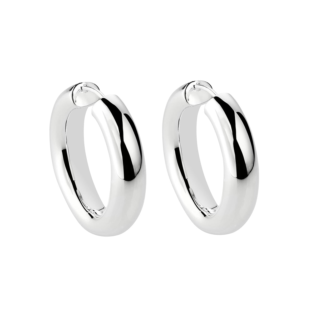 Silver huggie style hoops 6mm tube, 30mm ID