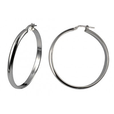 Silver half round hoops, 4mm tube, 40mm ID