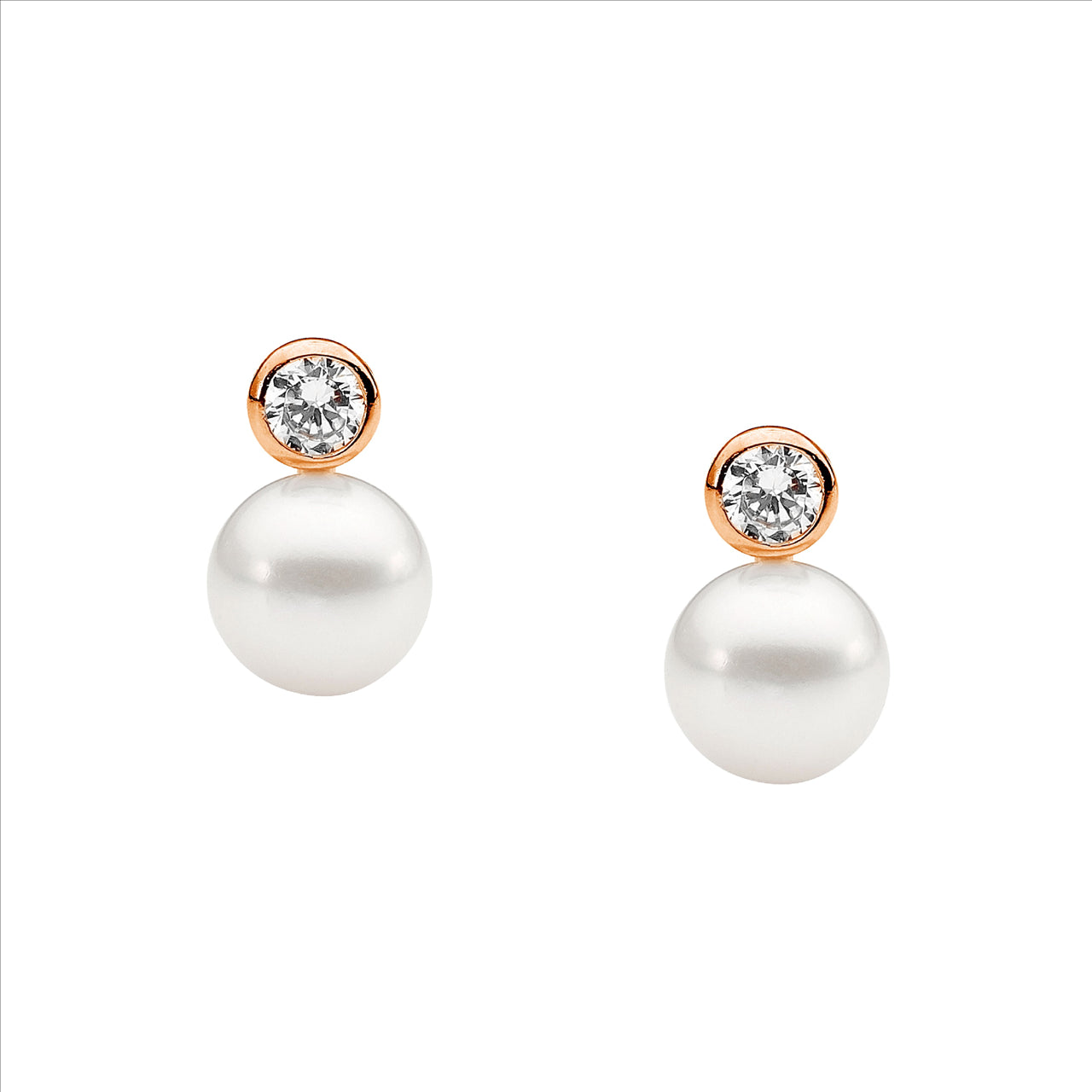 Silver, Rose gold plated, CZ Pearl drops