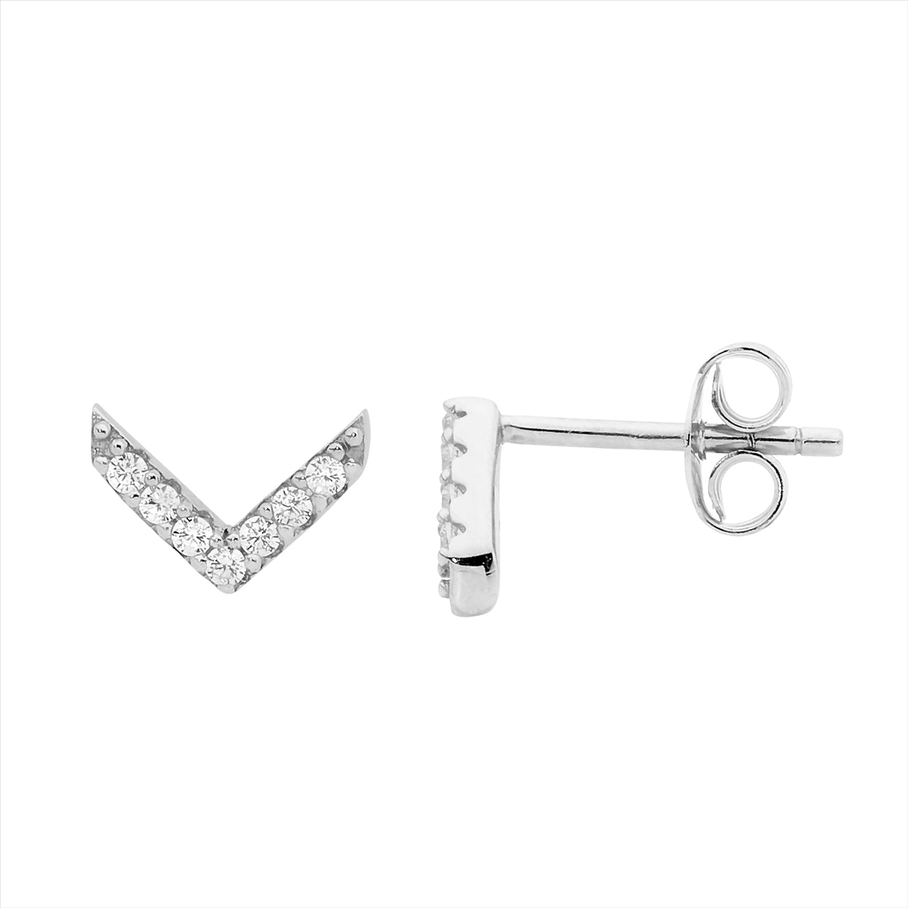 Sterling silver WH CZ V Stud Earrings