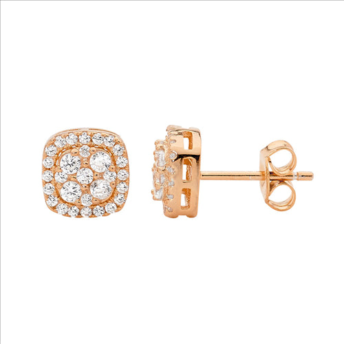 Silver, Rose gold plated, CZ studs