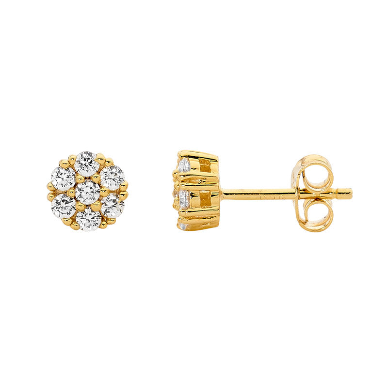 Silver, cluster set Gold plated studs