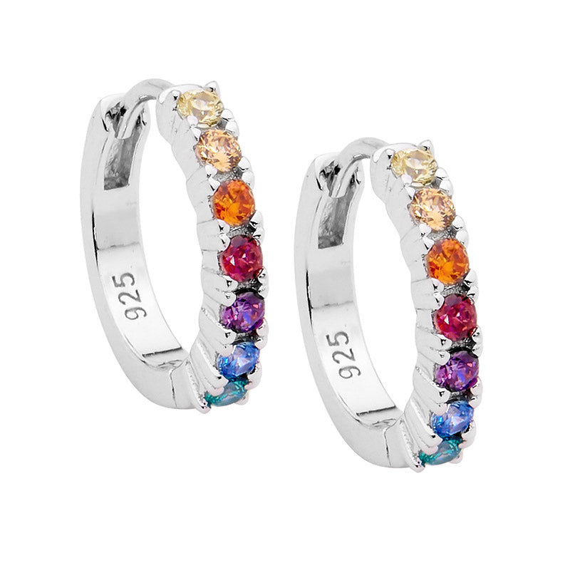 Multi coloured silver huggies