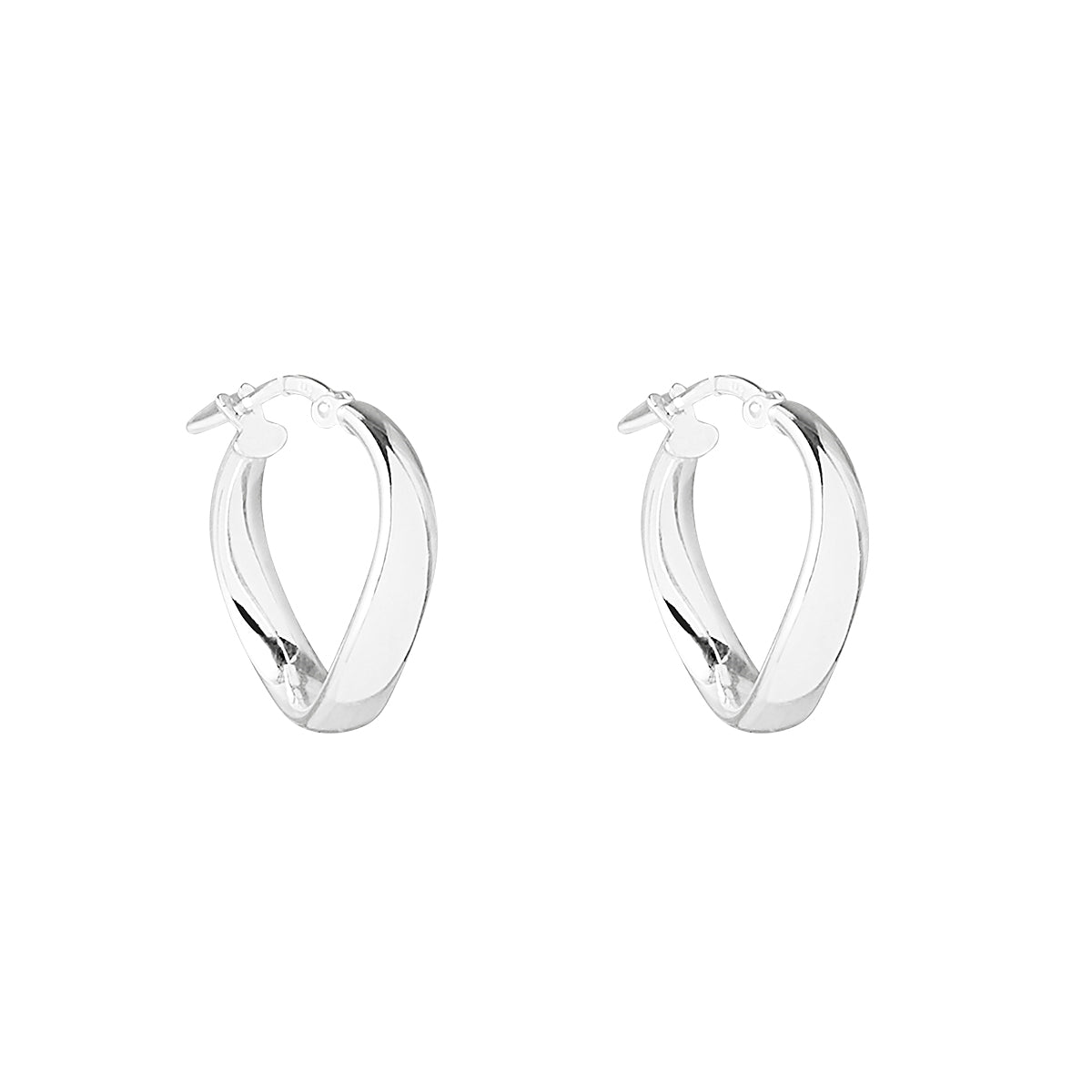 Sterling silver circular wavy hoop earring with lever catch, antitarnish finish