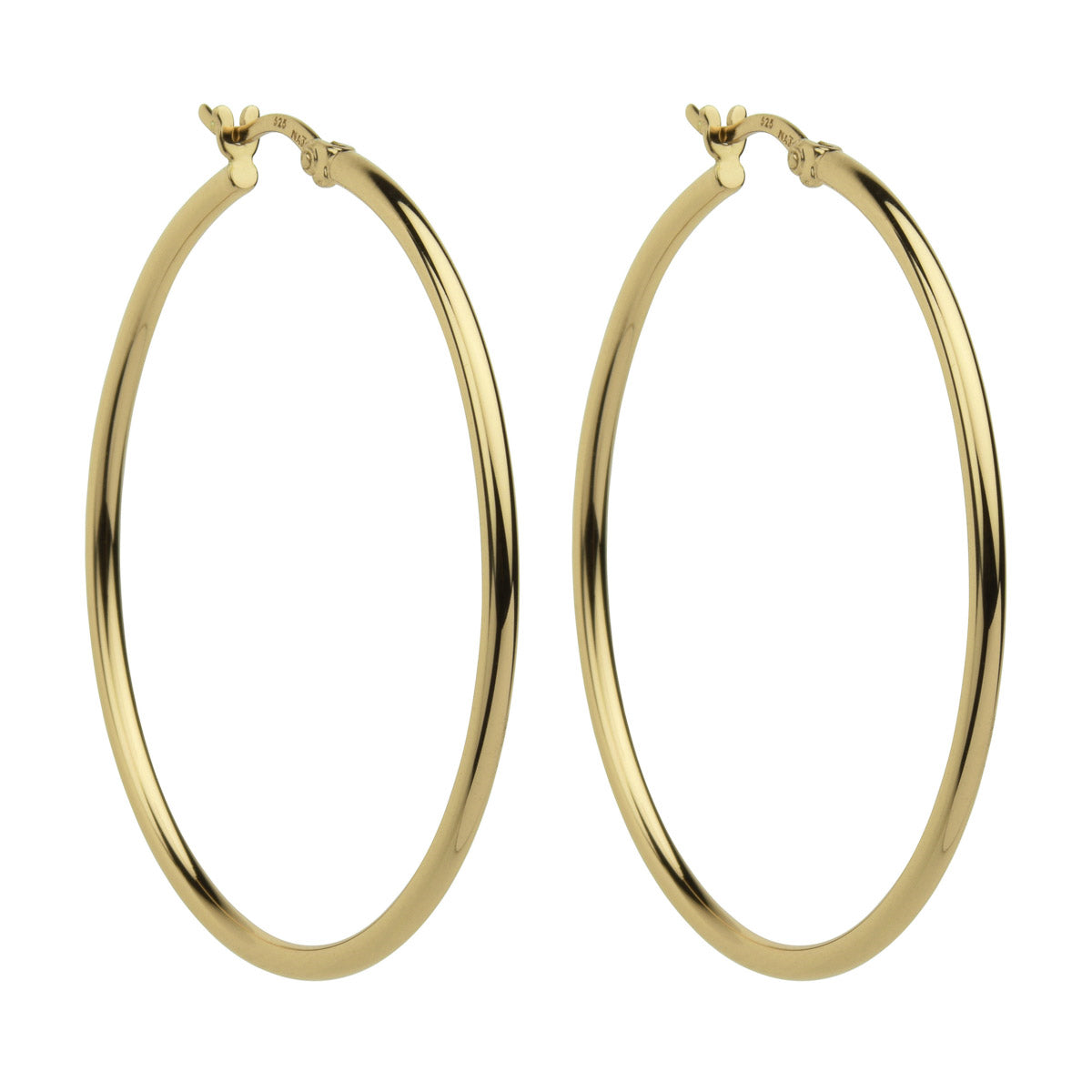 Silver, gold plated hoops 2mm tube, 45mm ID