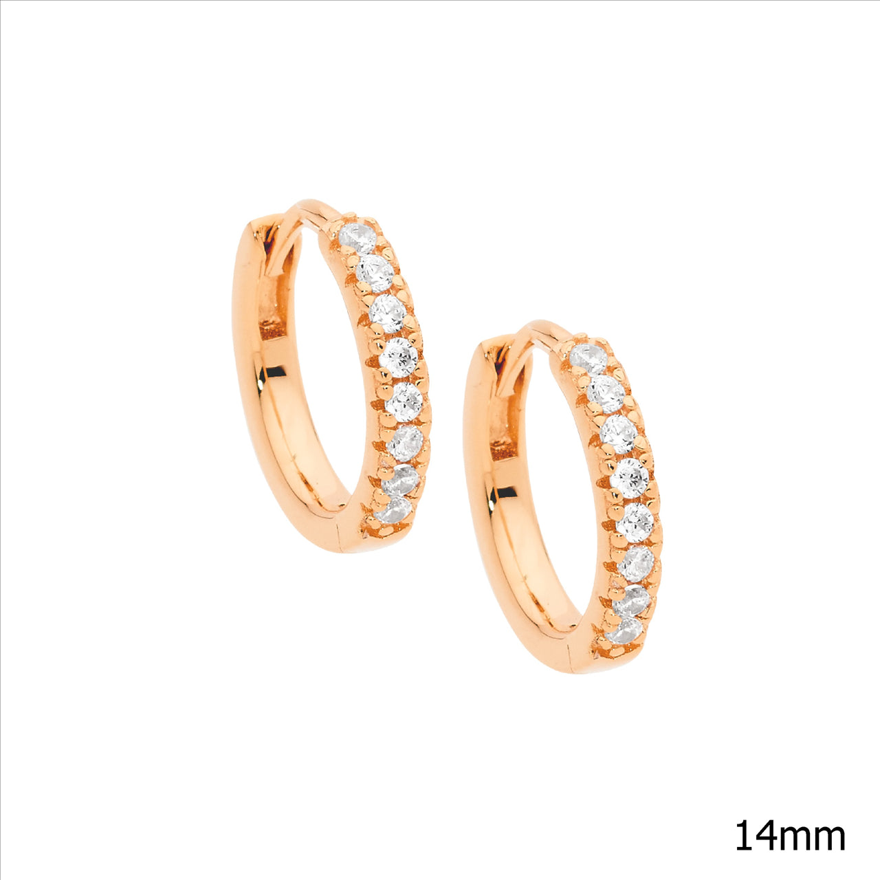 Rose gold pate huggies style earrings