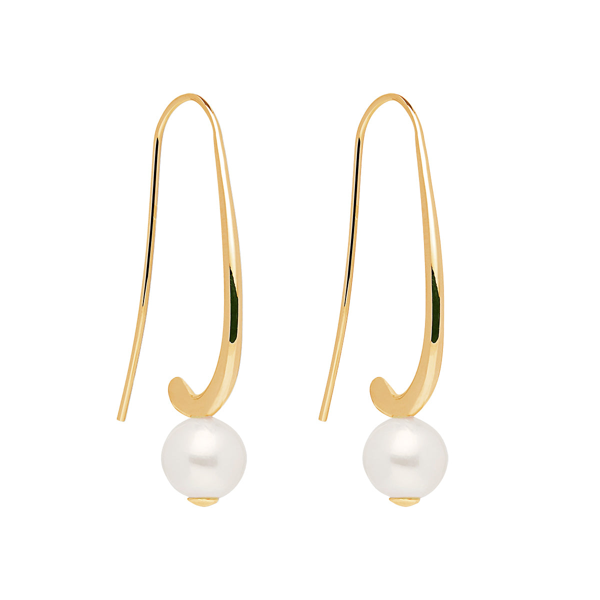Silver, long hook FWP earrings