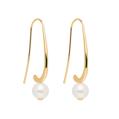 Silver, long hook FWP earrings