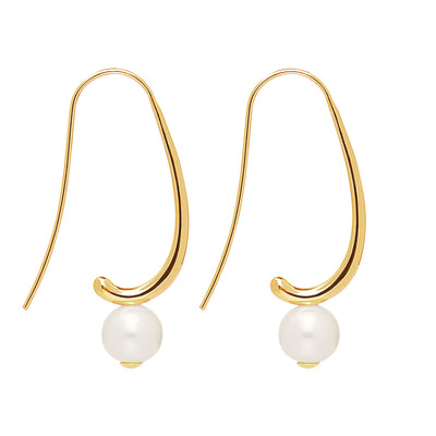 Silver, long hook FWP earrings