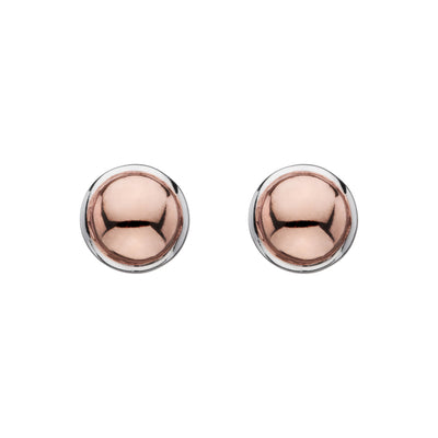 9mm silver and rose gold (14k 1mc) plated disc stud earring, antitarnish