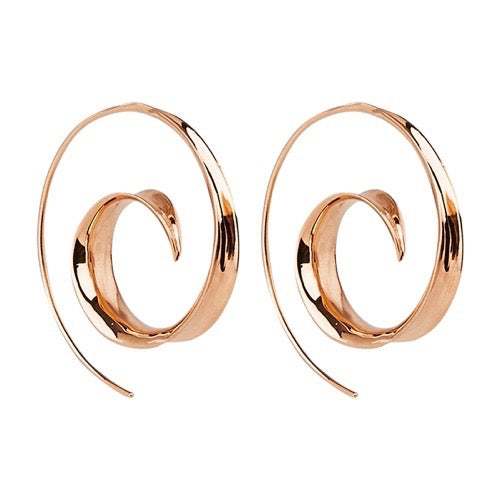 6x32mm rose gold (14k 1mc) plated silver curl earring, antitarnish