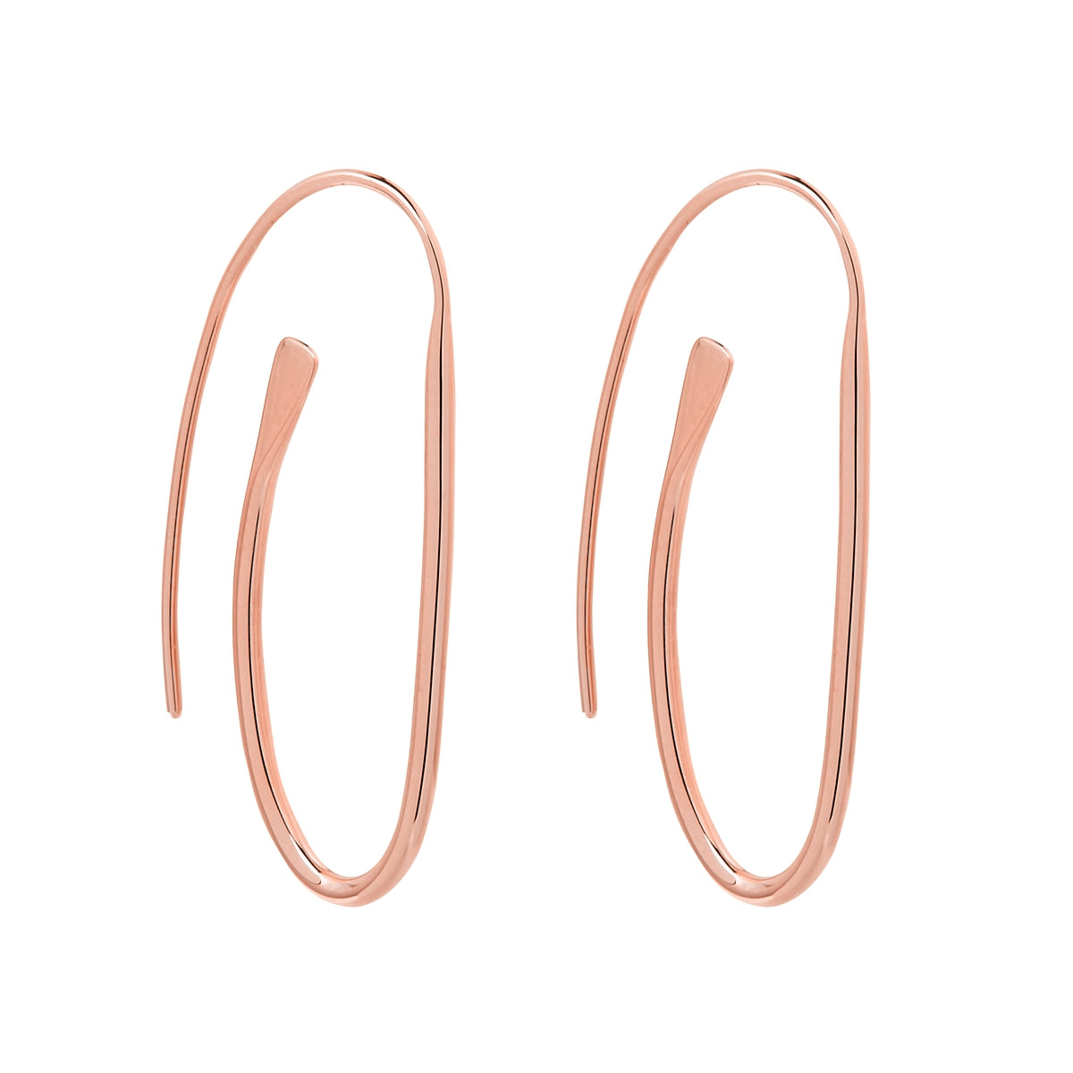 16x33mm rose gold (14k 1mc) plated silver tapered paperclip style earring, antitarnish