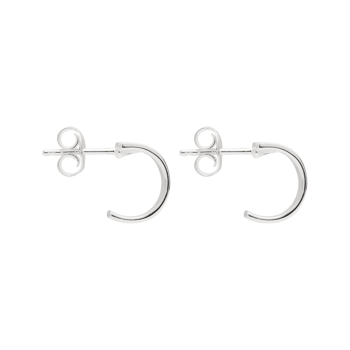 Sterling silver 7x11.5mm silver plain half-hoop stud earring, antitarnish