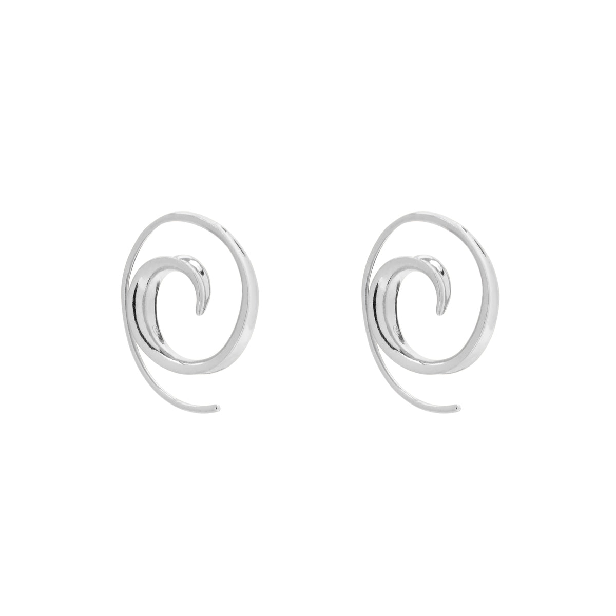 Sterling silver 4x20mm silver spiral earring , antitarnish