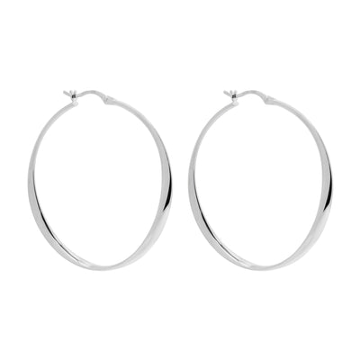 Sterling silver 3x46mm ribbon hoop with lever clasp, antitarnish