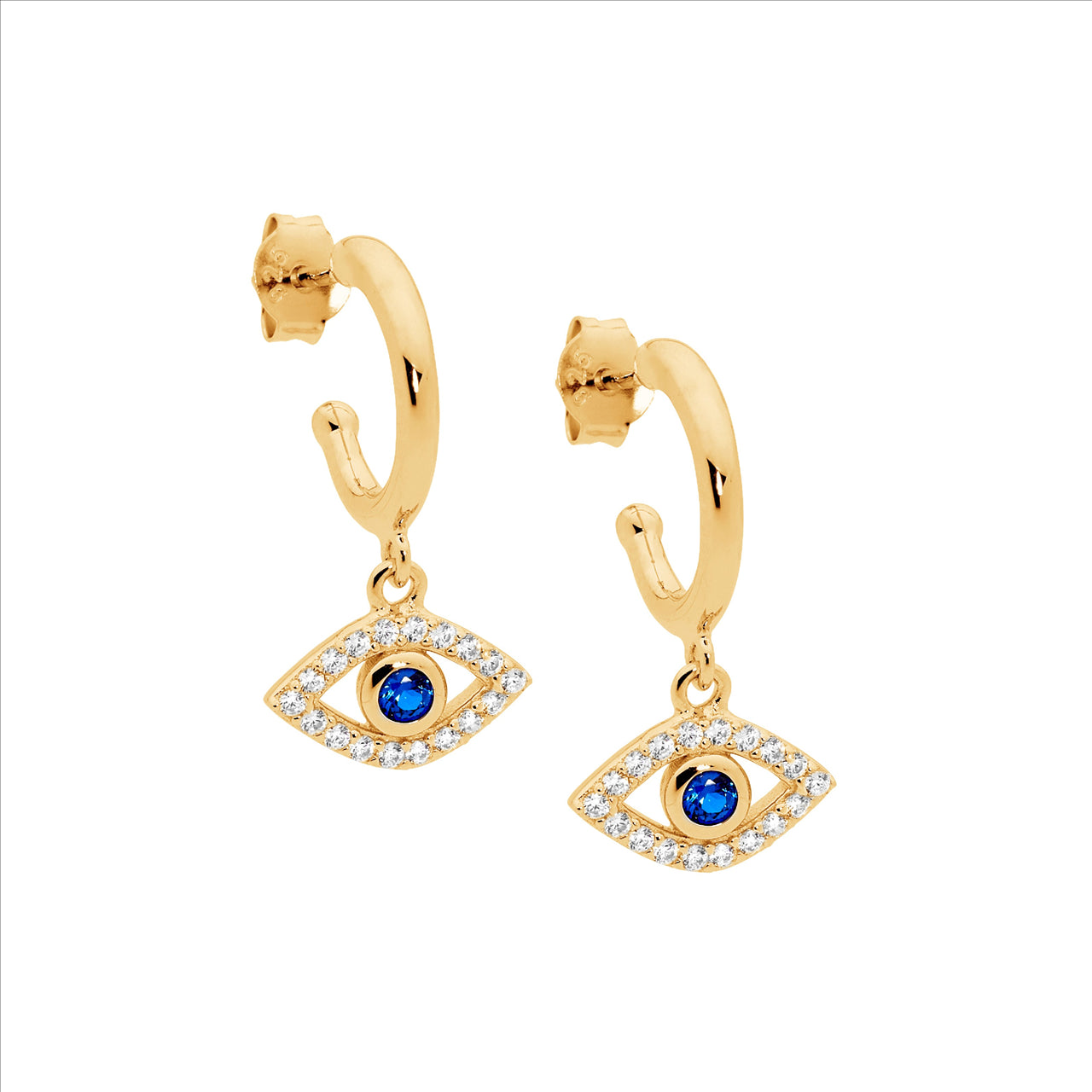 Yellow gol dplated EVIL EYE earrings