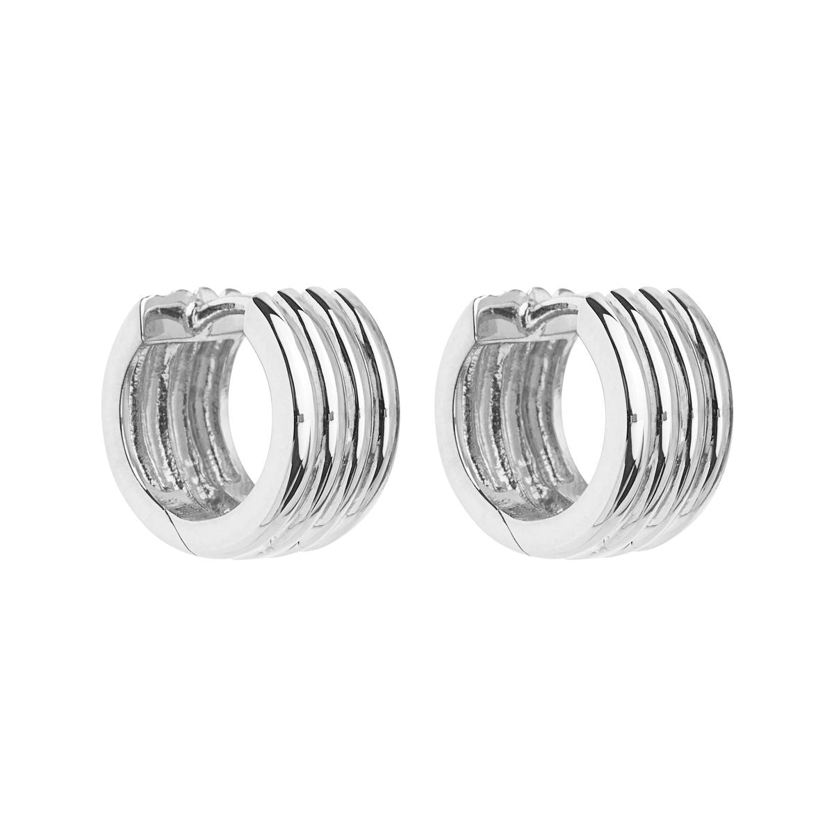 Sterling silver 8x14mm ribbed huggie earring, antitarnish
