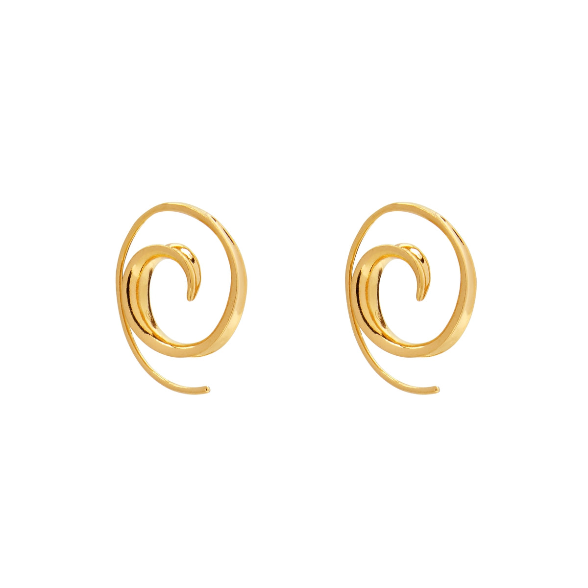Sterling silver YGP 4x20mm spiral earring , antitarnish