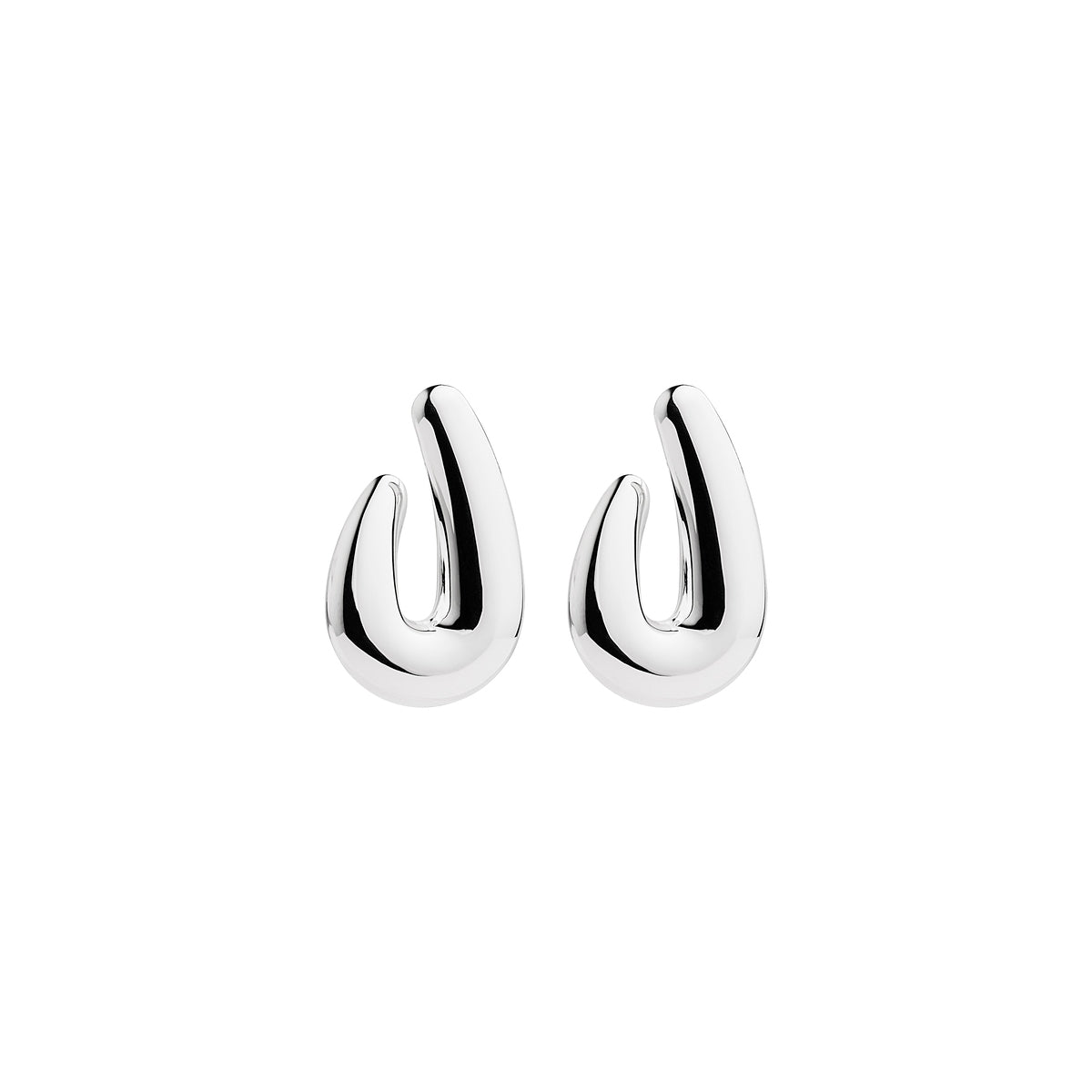 Sterling silver 21x33mm puffed U stud earring, antitarnish