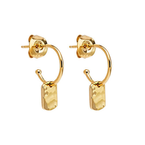 SS YGP Hoop earrings w beaten drop tag