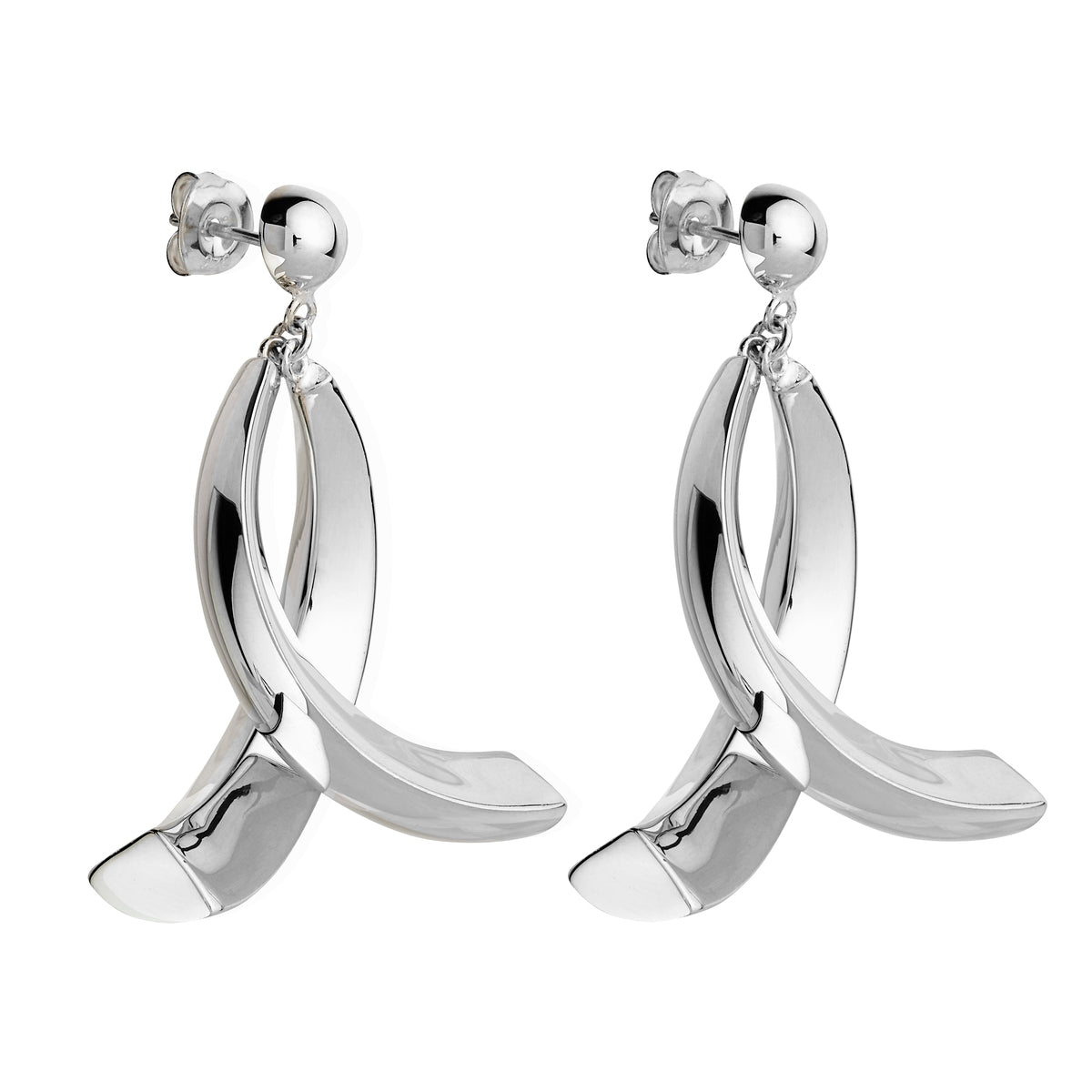 Sterling silver stud earring with swinging fronds