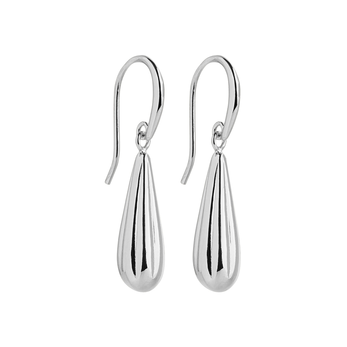 Sterling silver, 6.5x30mm, silver ridged, hollow baton shape hanging from hook, antitarnish