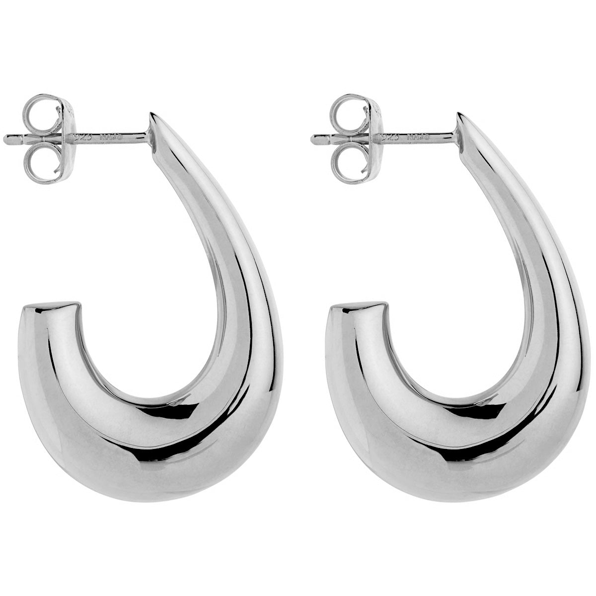 Sterling silver, puffed curl earrings with stud fitting