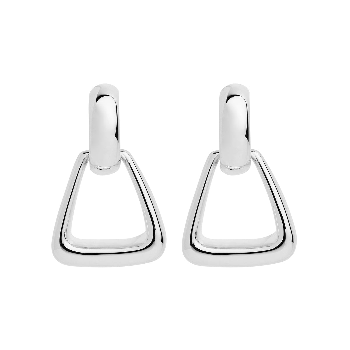 Sterling silver, triangular stirrup earrings