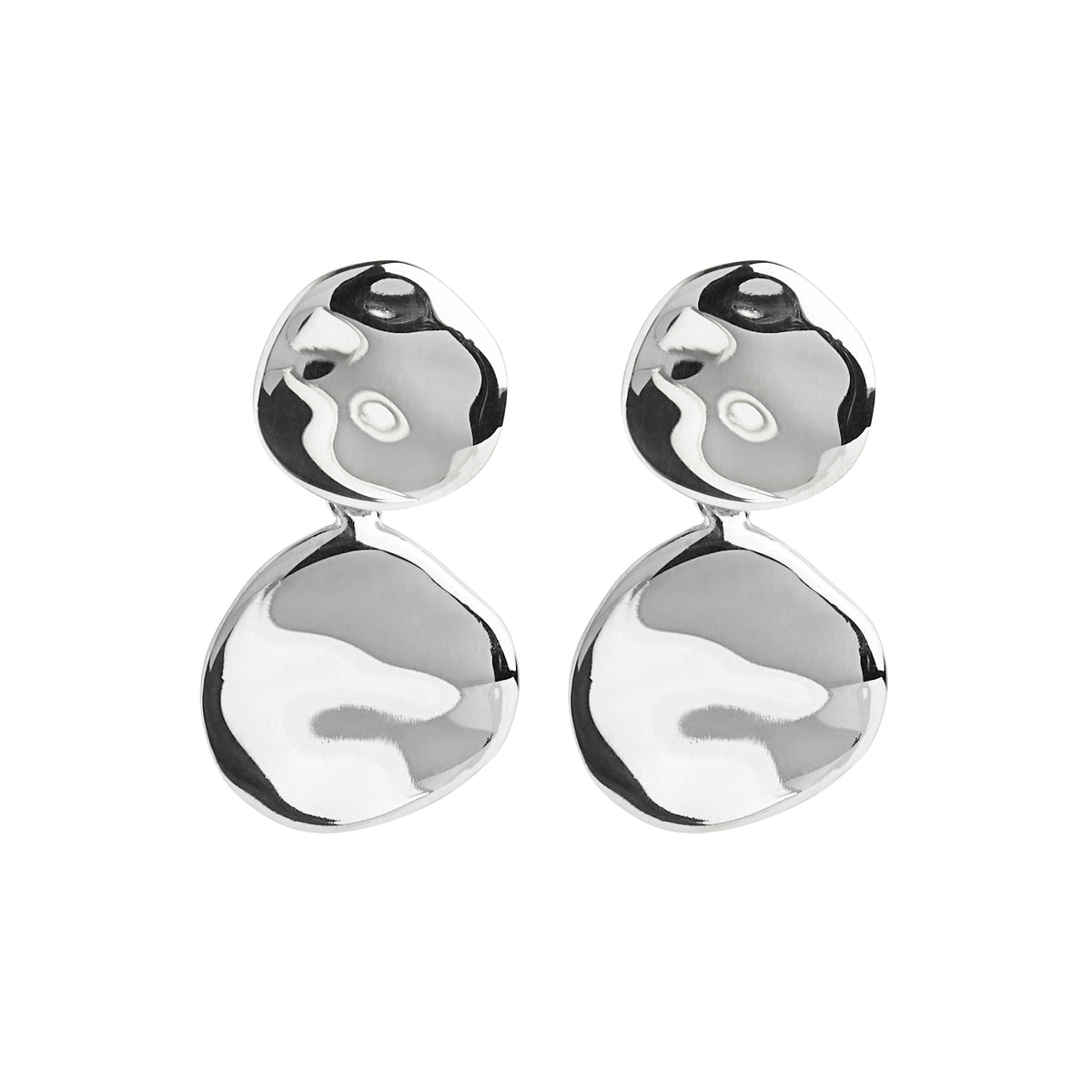 Sterling silver, double disc stud earring