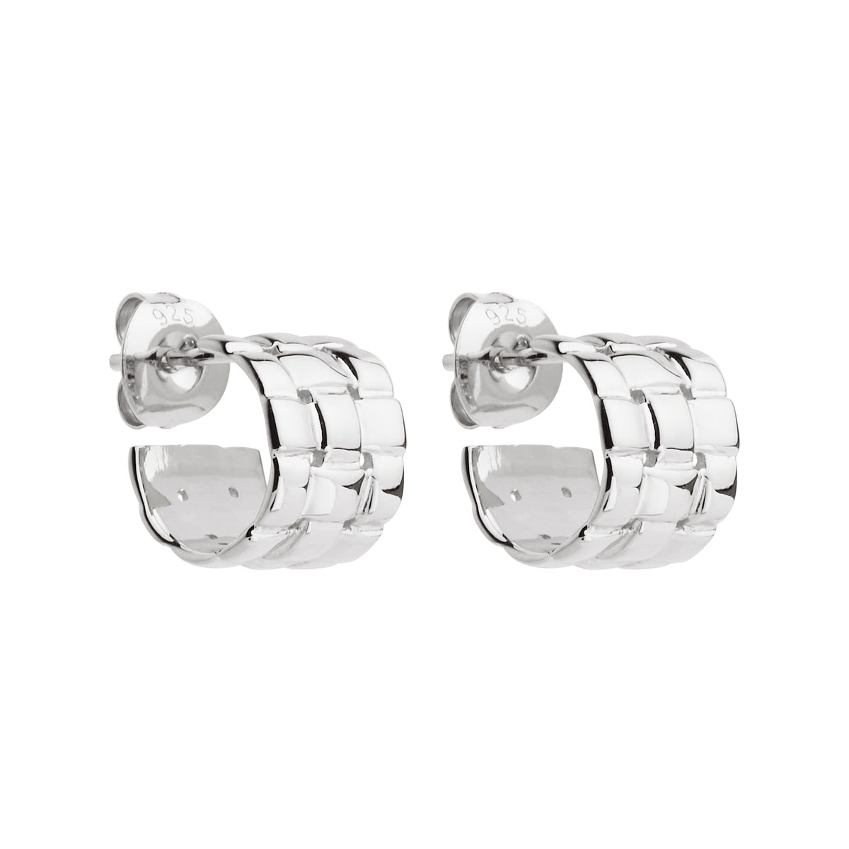 Sterling silver hoop earring with Woven pattern