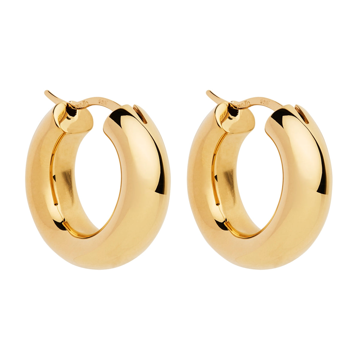 Chunky yellow gold plated hoops