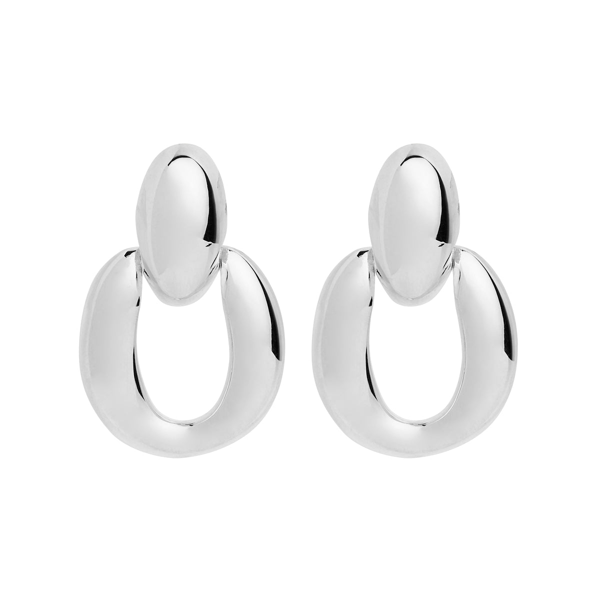 Sterling silver oval stirrup earring with stud fitting