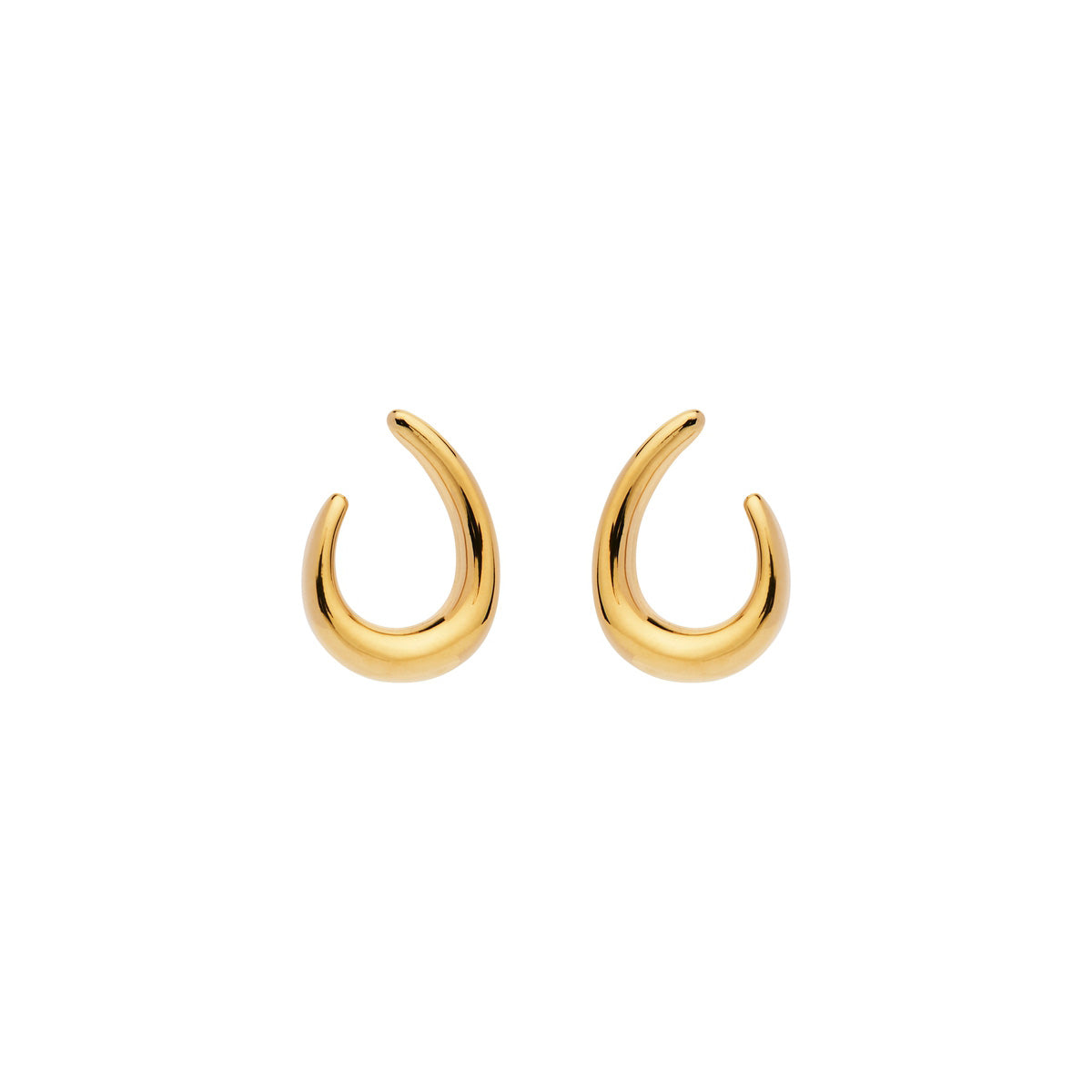 Yellow gold plated silver curl stud earring