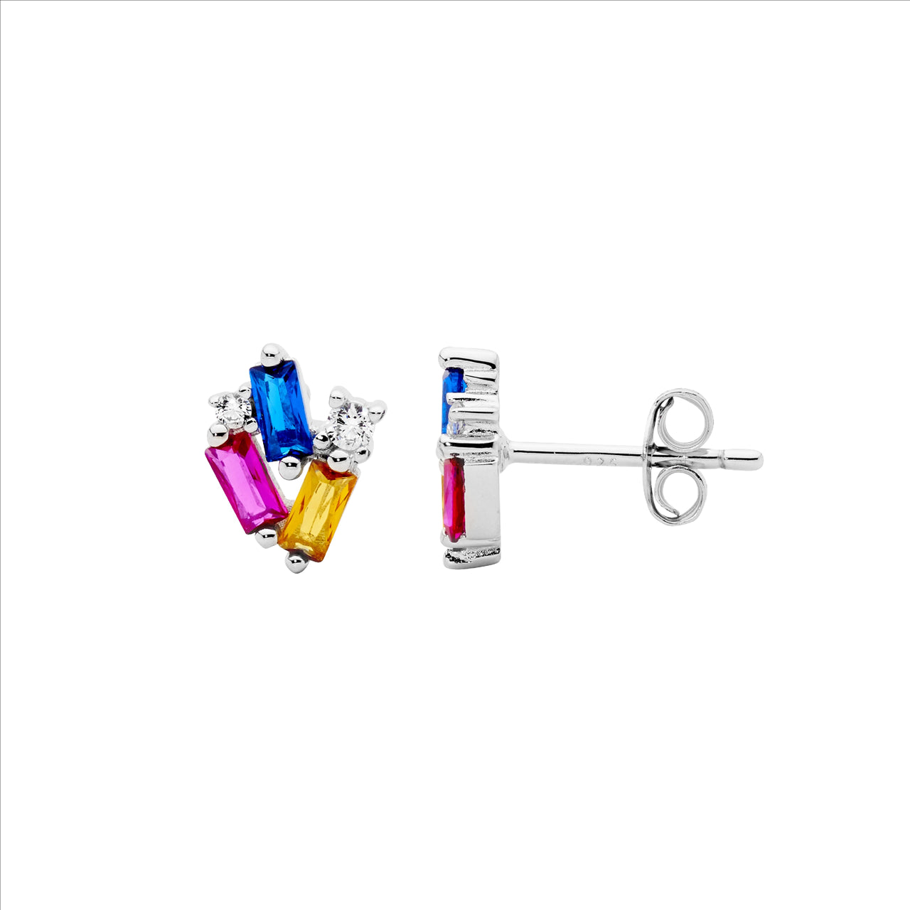 Multi-coloured CZ stud earrings