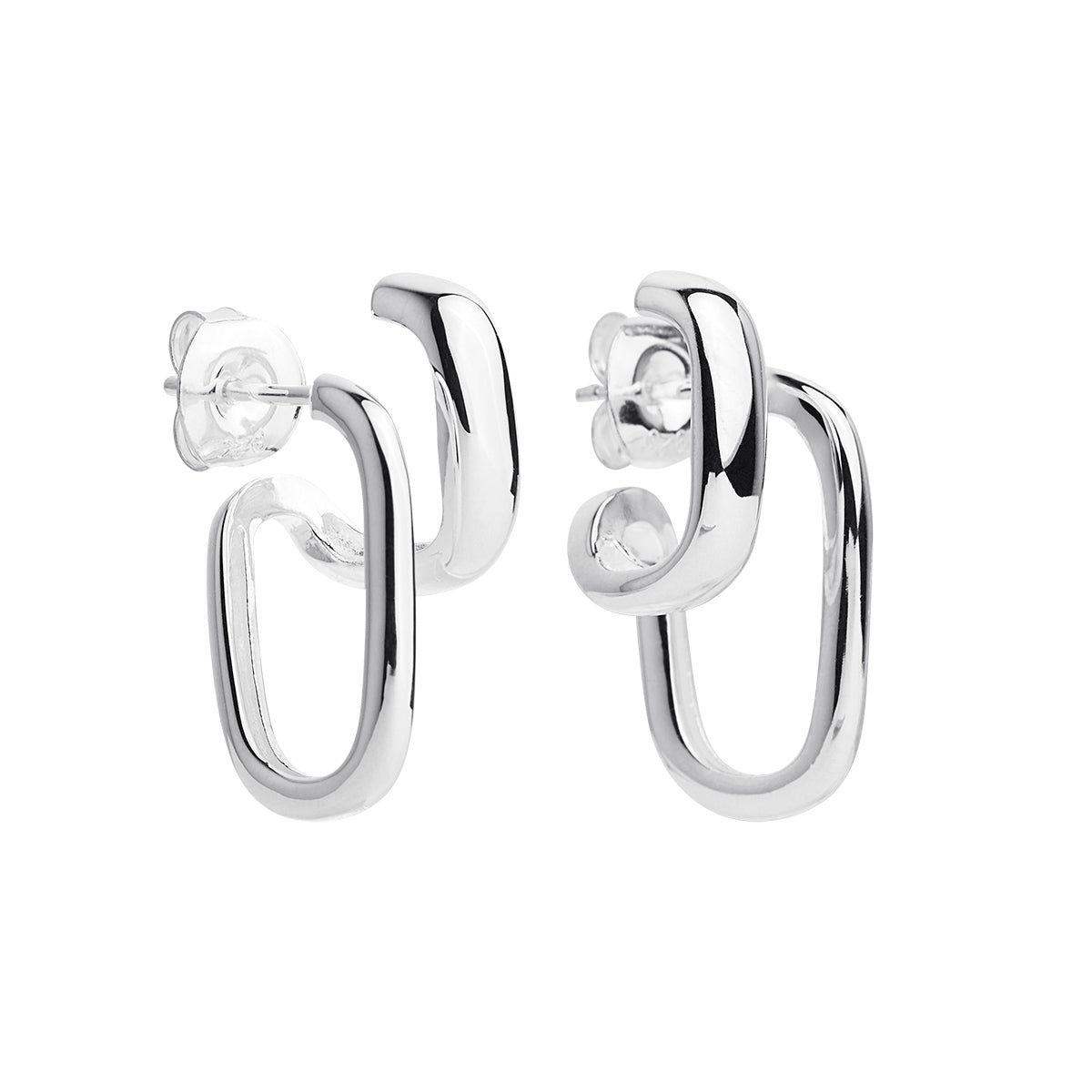 Sterilng silver, double hoop illusion, stud earring