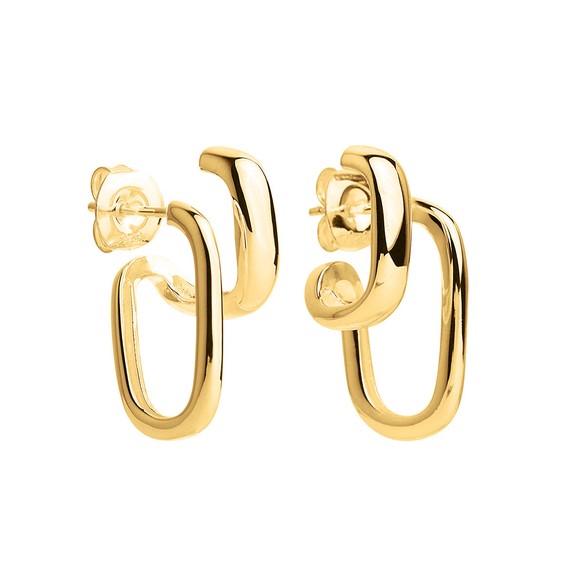 Sterling silver, gold plated, double hoop illusion, stud earring