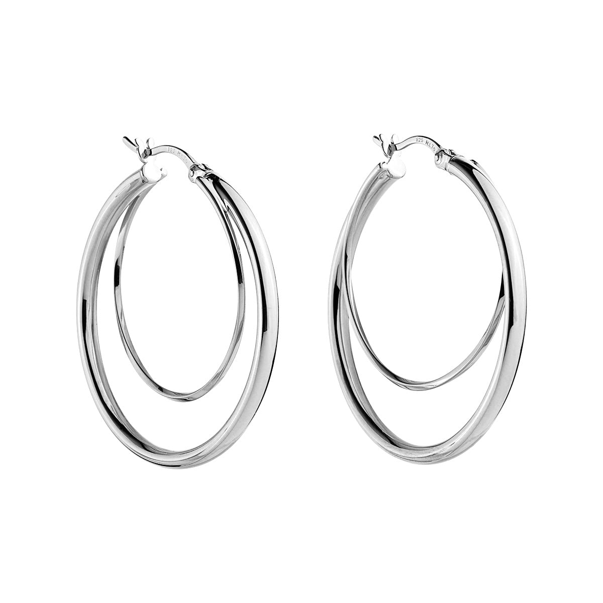 Sterling silver double-wire hoop earring with lever clas