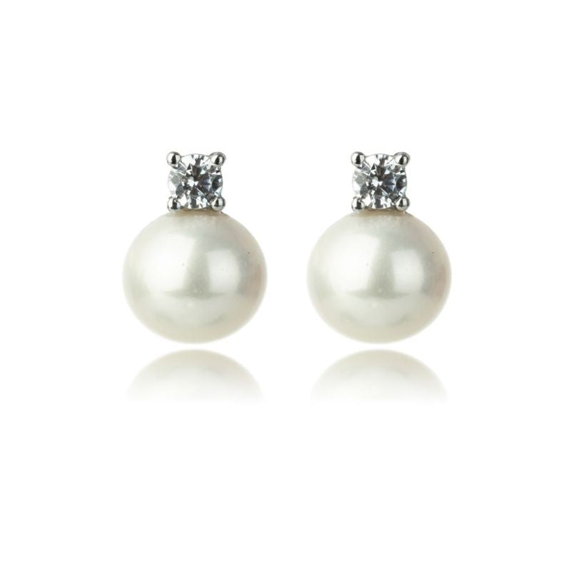 Freshwater Pearl stud earrings and cubic zirconia