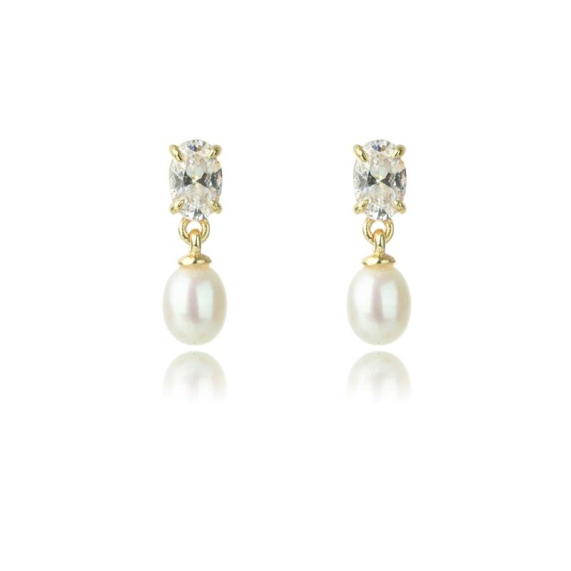 Freshwater Pearl and Cubic zirconia drop earrings