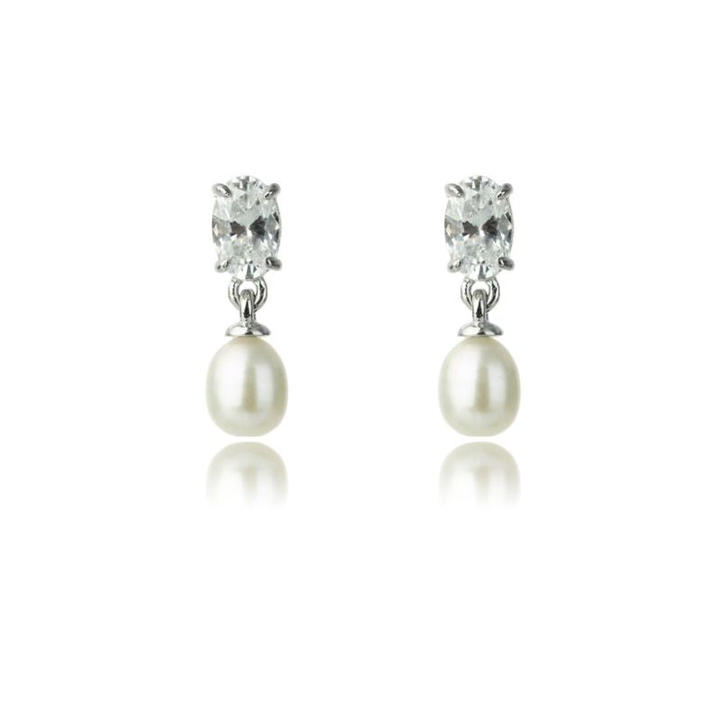 Freshwater Pearl and Cubic zirconia drop earrings