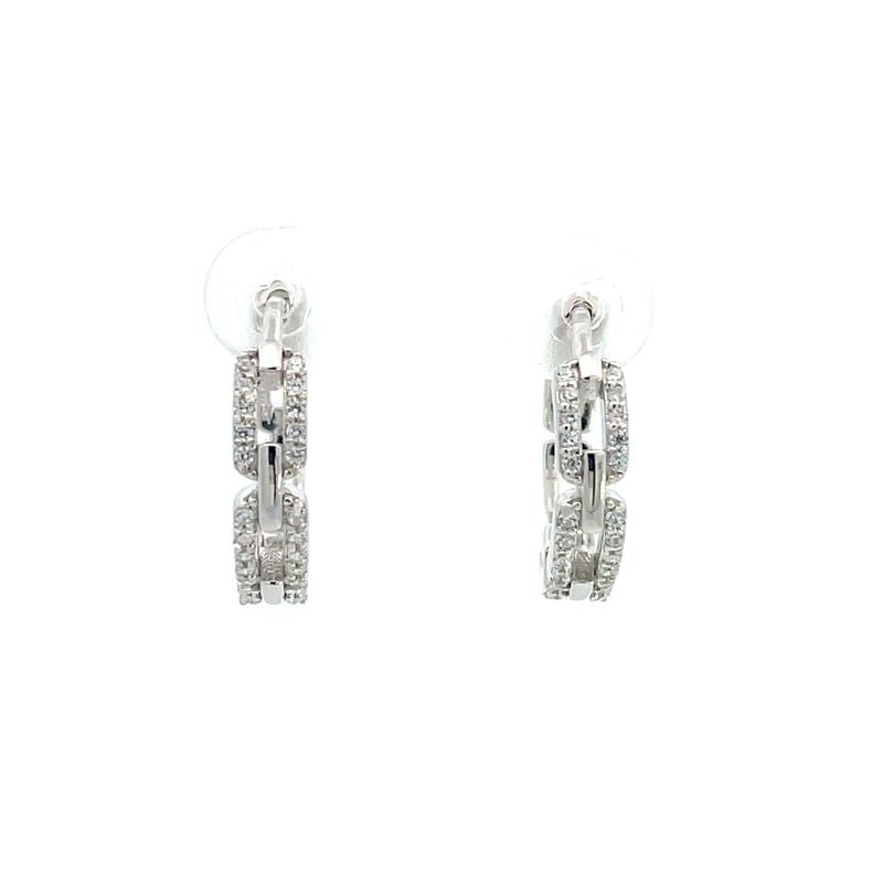 Sterling silver, Cubic Zirconia set Hoops
