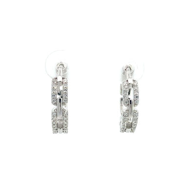Sterling silver, Cubic Zirconia set Hoops