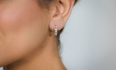 Sterling silver, Cubic Zirconia set Hoops