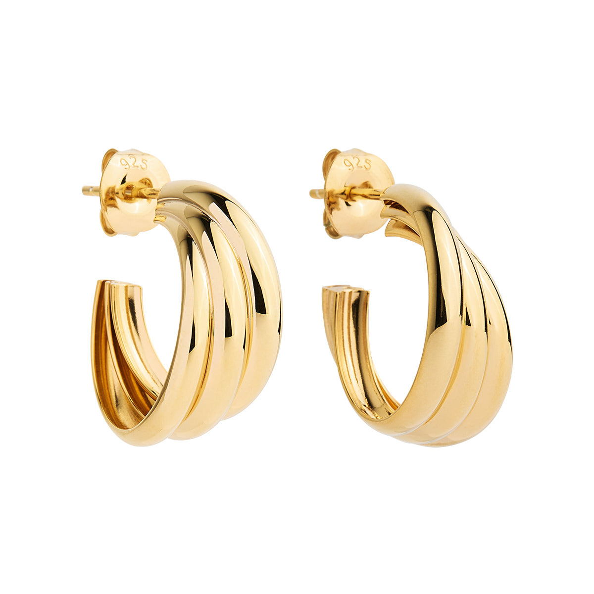 Twisted stud hoops, overlapping