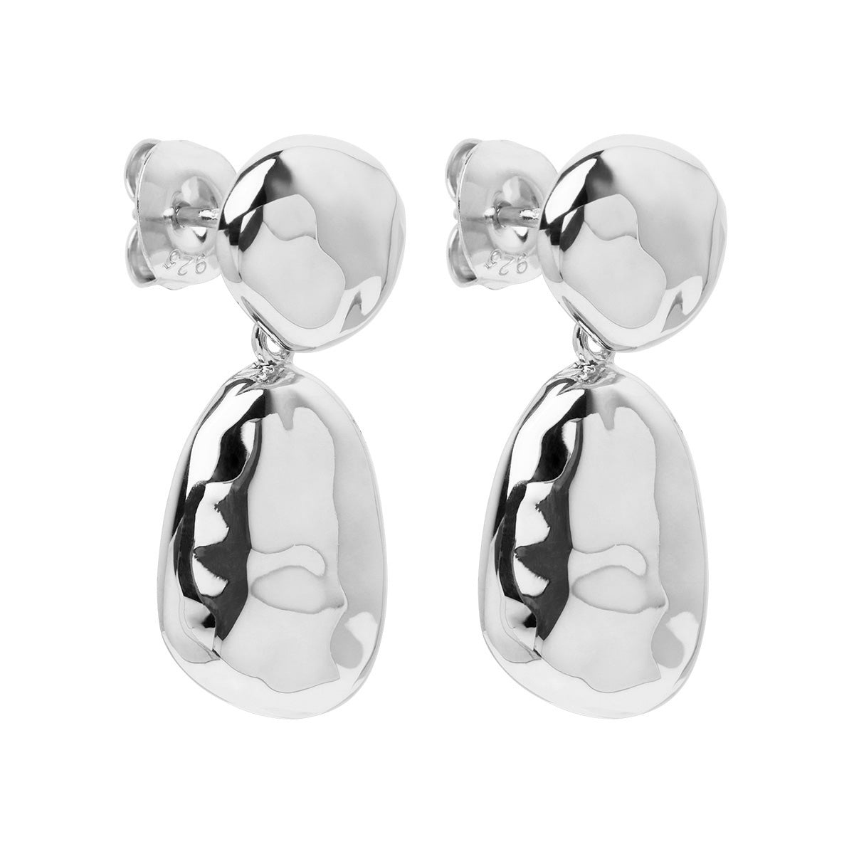 Double drop pebble earrings