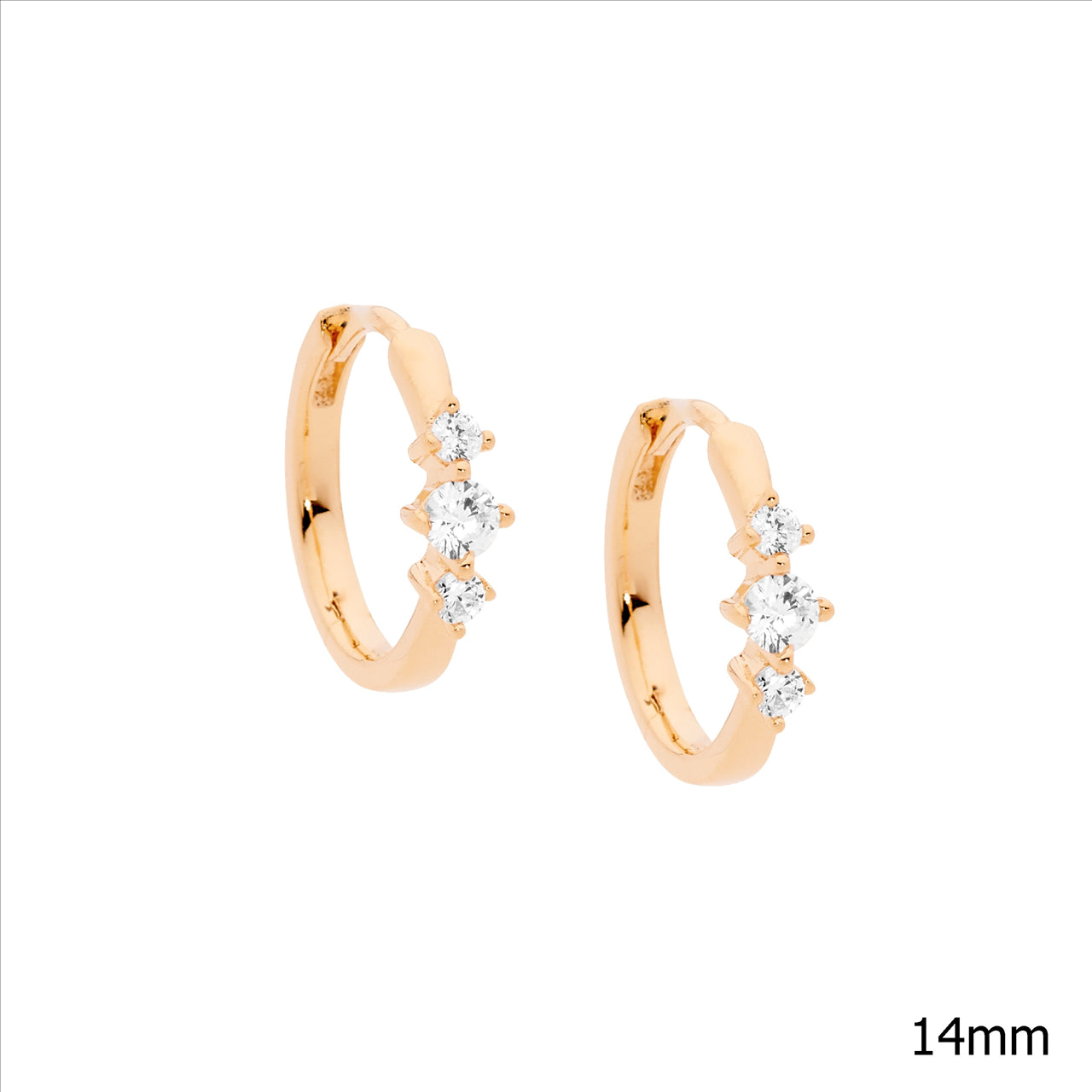 14mm Rose gold plated hoops