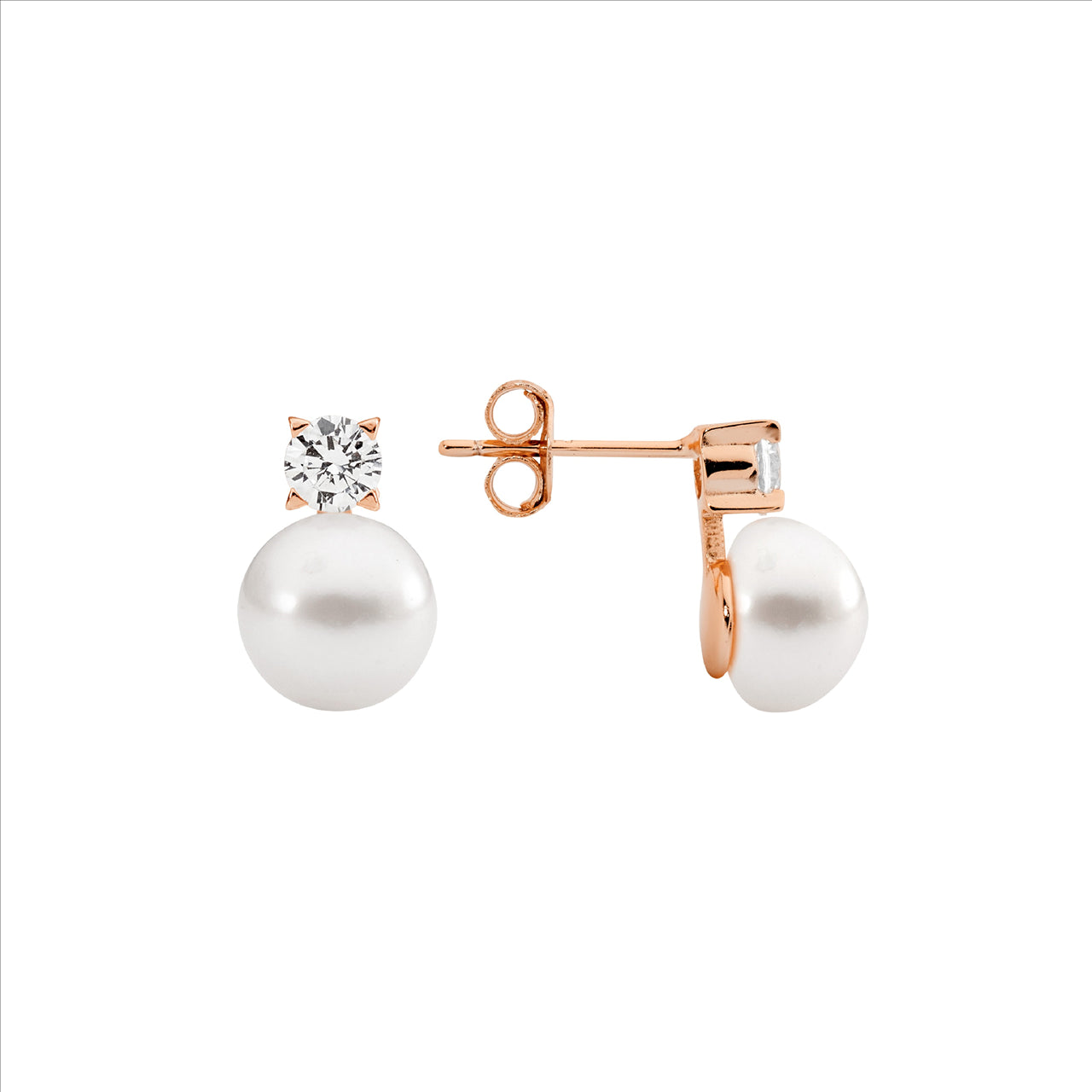 Rose gold, Freshwater Pearl studs