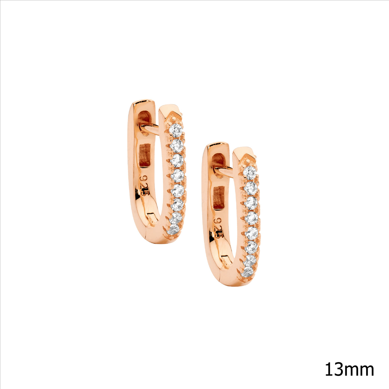 Rose gold plated huggie style earrings